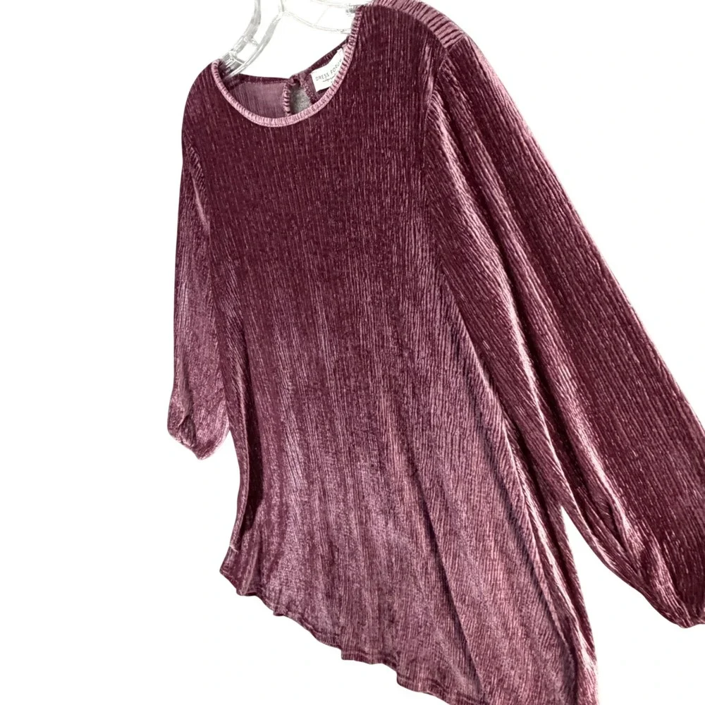 Dress Forum Velvet Tunic Dress Womens M Plum Plisse Style Crinkled Romantic Goth
